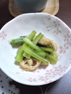 電子レンジですぐできる！　青菜と油揚げのさっと煮