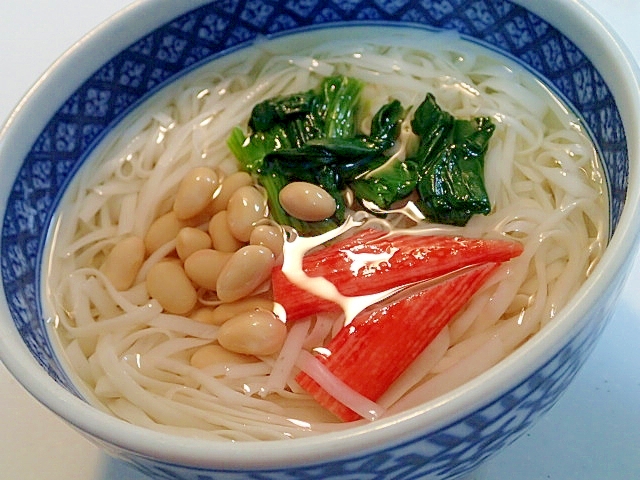 糖質0ｇ麺で　ほうれん草と大豆とかにかまの麺