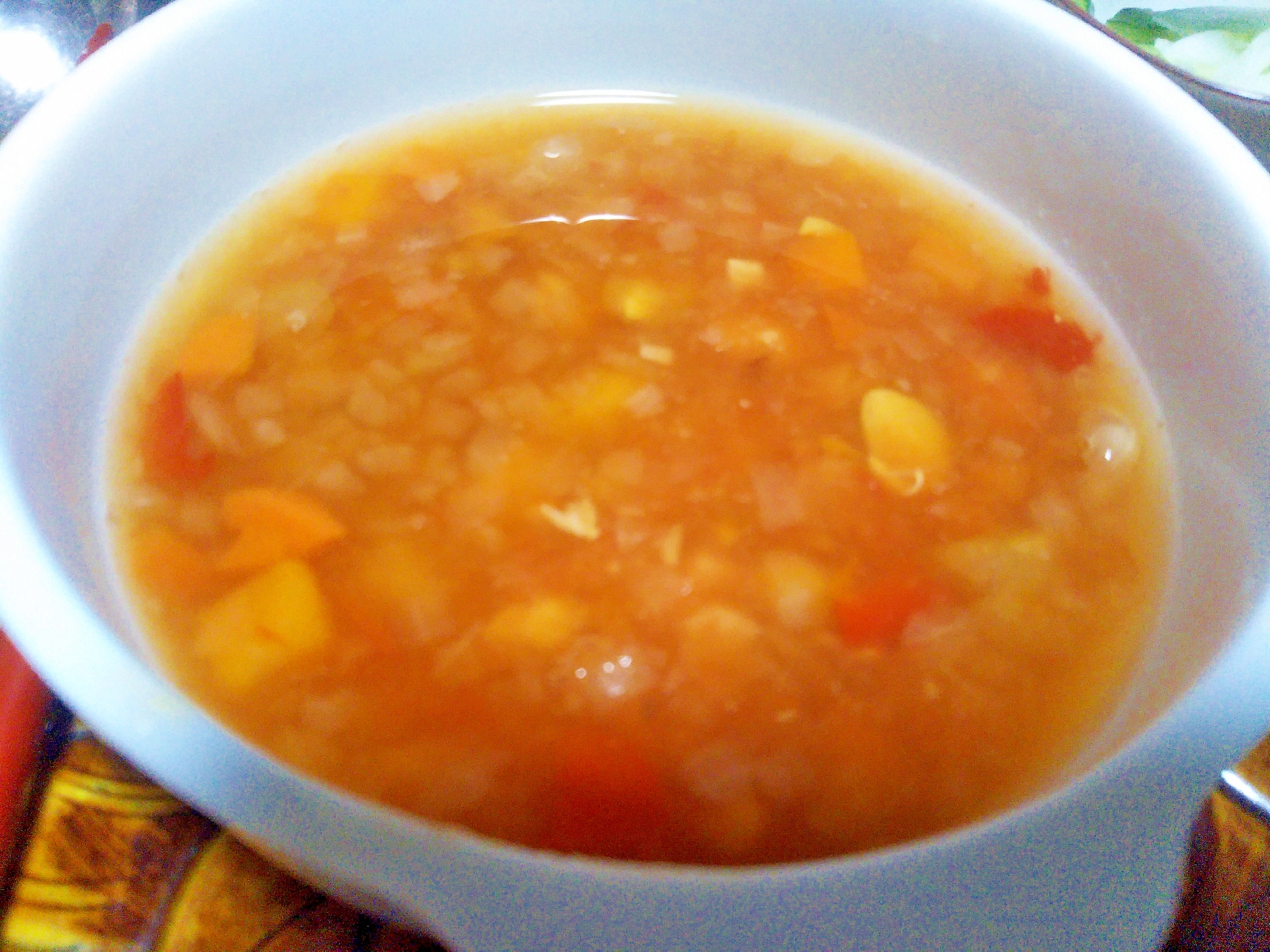 赤ピーマン玉ねぎコーンのスープ