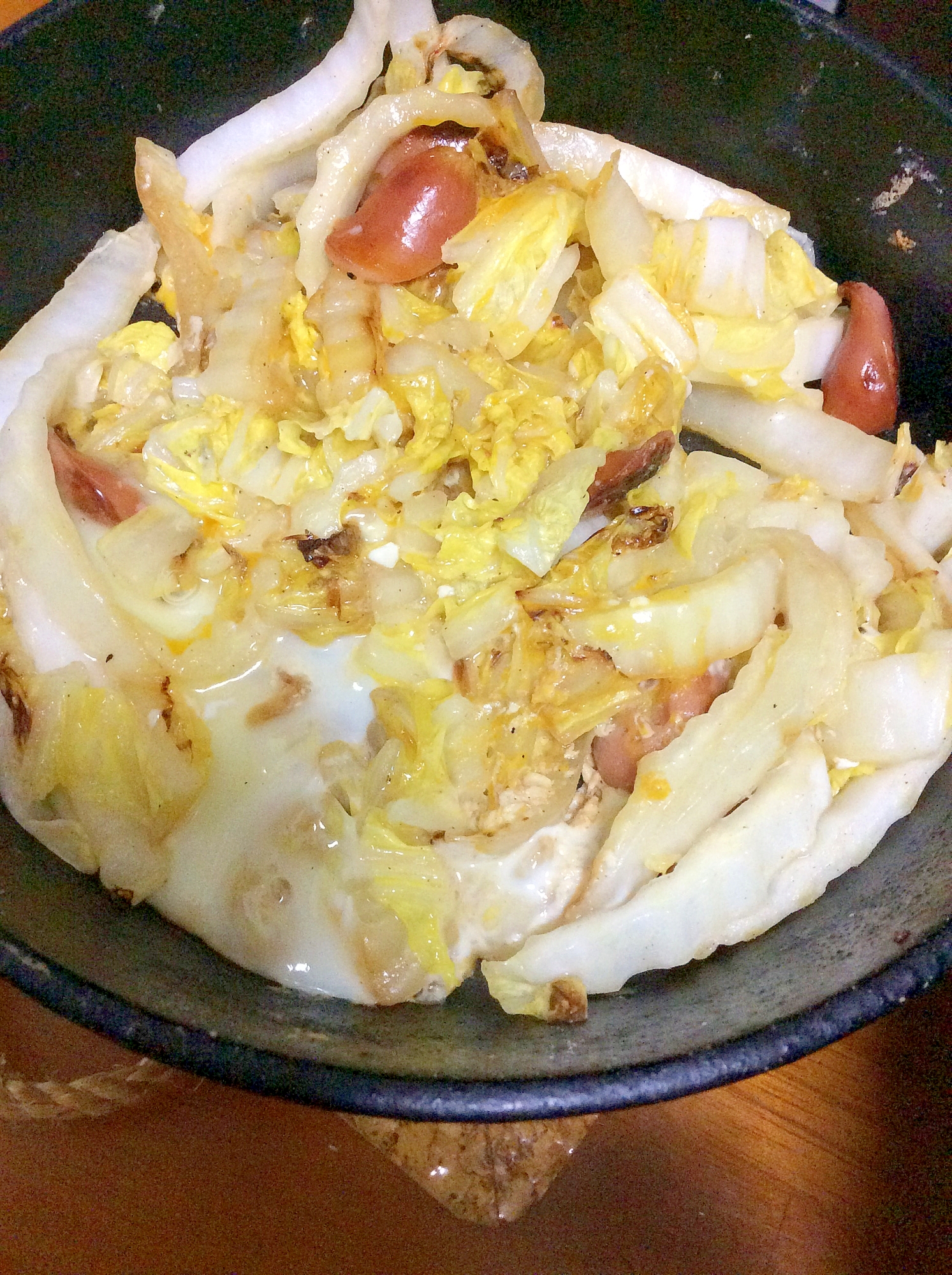 白菜ソーセージ卵炒め