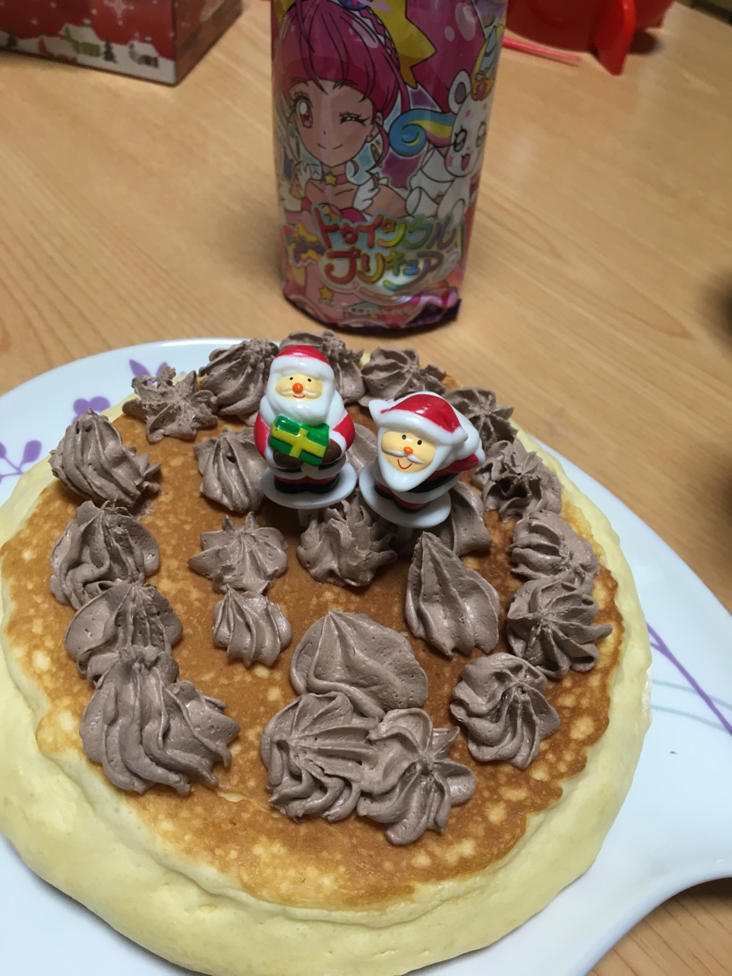 子供が作る♡チョコホイップクリームのホットケーキ✨