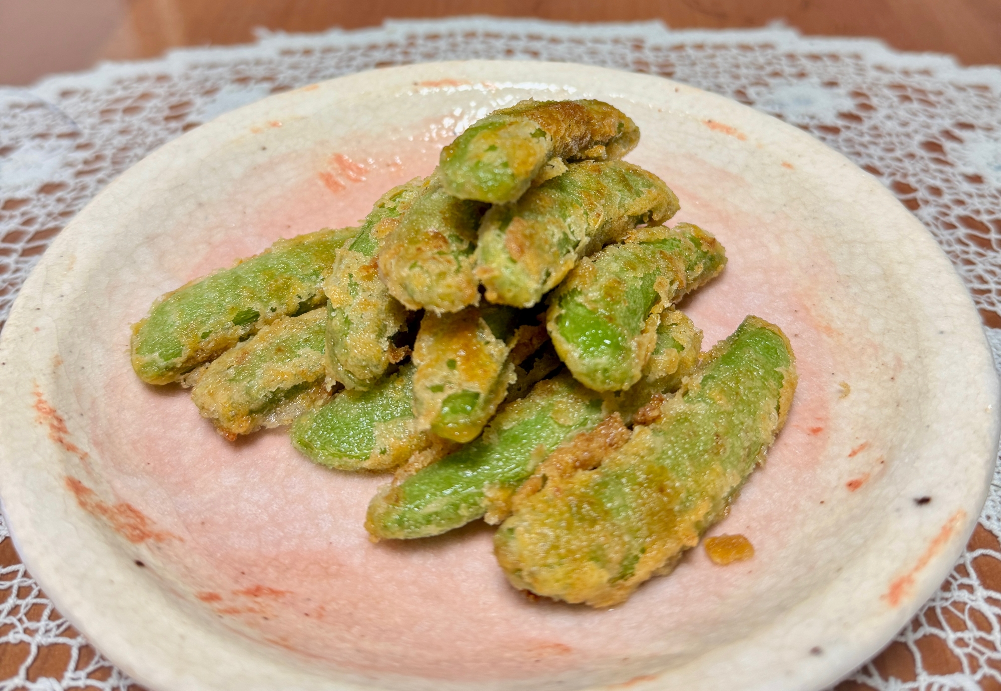 味つけはカレー麹！スナップエンドウの☆天ぷら