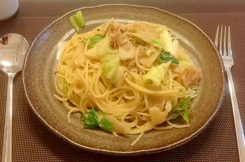 簡単！たけのことキャベツの春パスタ