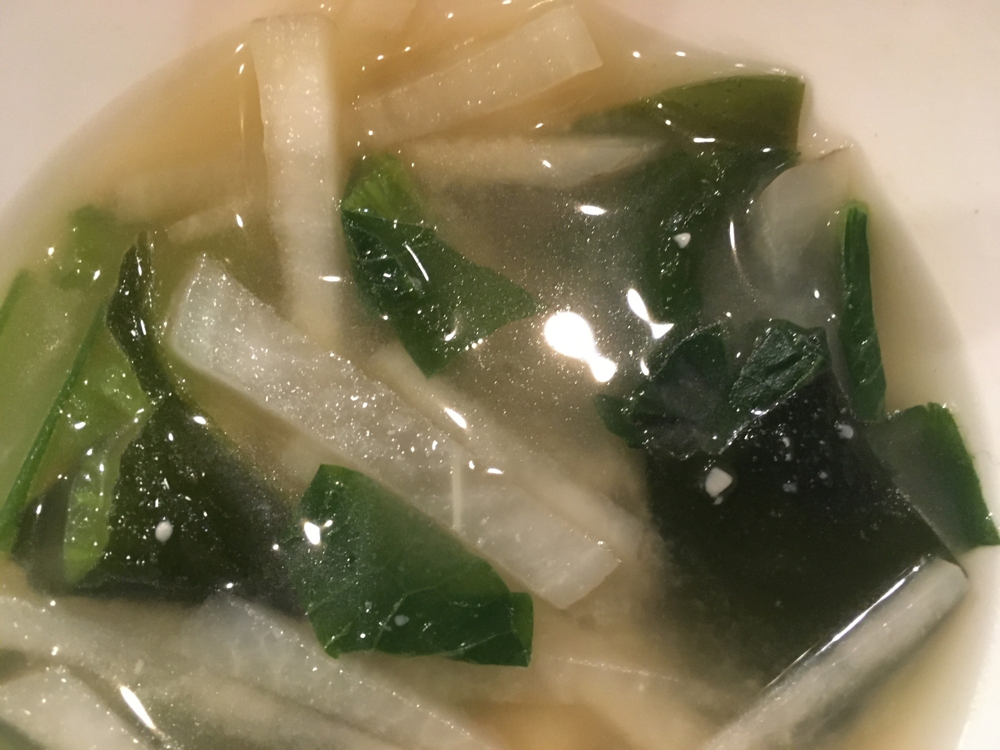 小松菜と大根とわかめの味噌汁