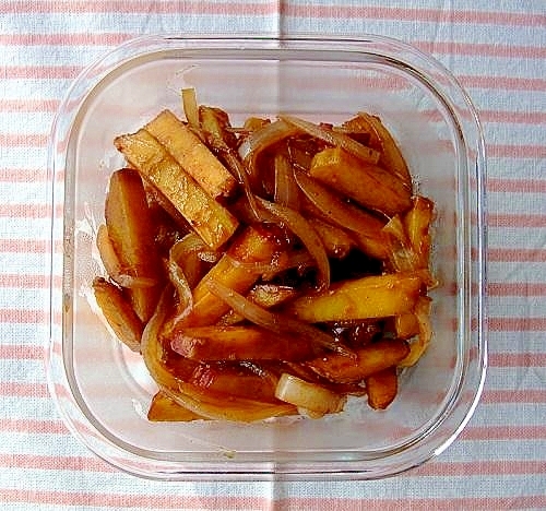 さつまいもとたまねぎの中濃ソース炒め