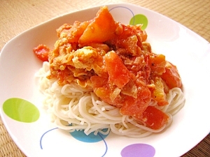 お手軽★トマト玉子あんかけそうめん（西紅柿鶏蛋麺）