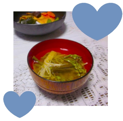 わらびとあみえびの卵雑炊