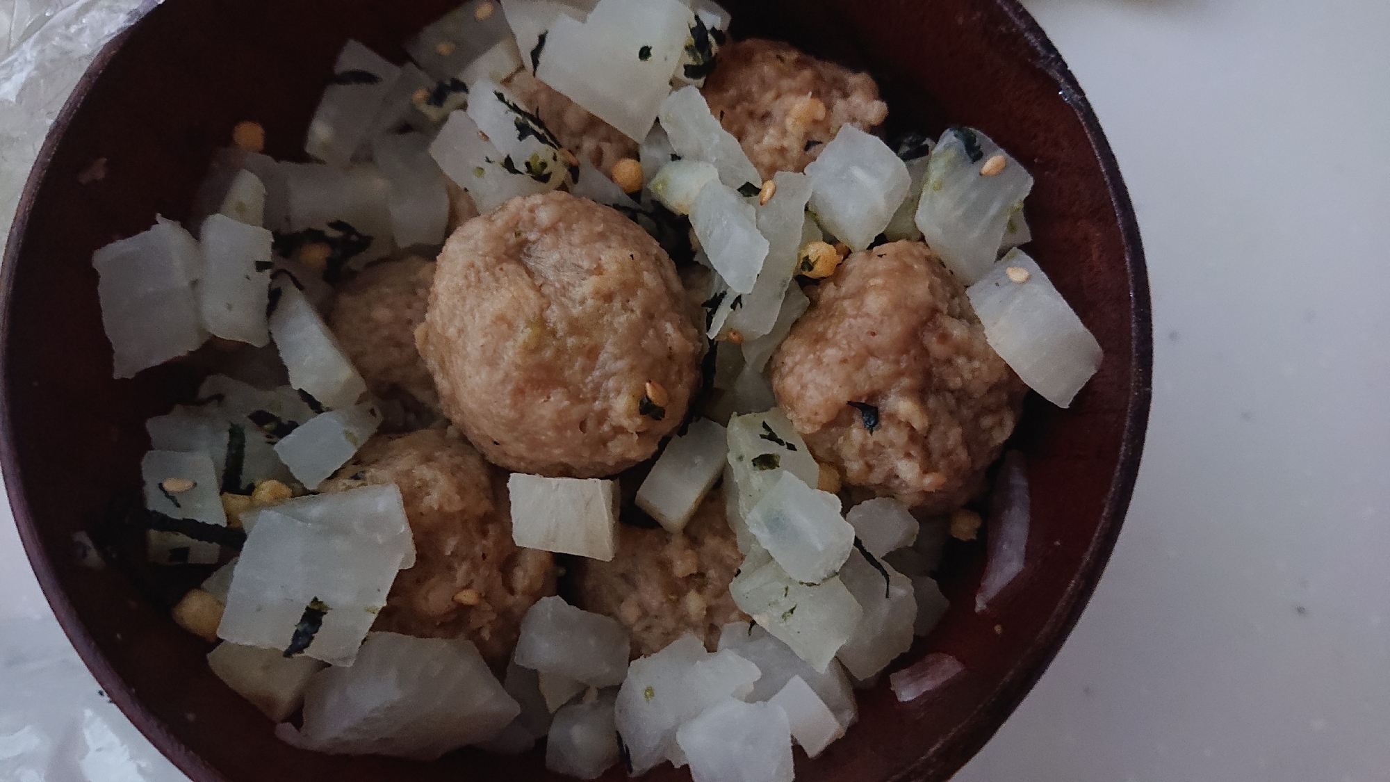 お茶漬けのもとで大根と肉団子の煮物