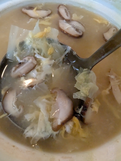 キャベツと椎茸とふんわり卵のお味噌汁