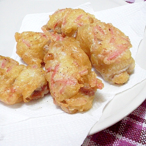 豚肉の紅生姜天ぷら（余った衣、利用）
