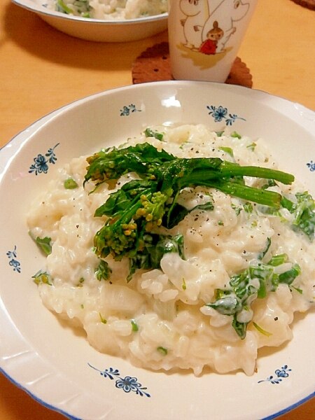 春が来た♪菜の花と新玉ねぎのミルクリゾット☆