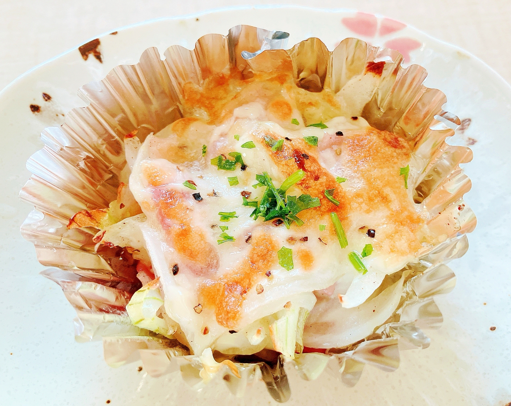 お弁当に☆玉ねぎとベーコンのマヨチーズ焼き