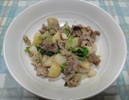 じゃがいもとイカと豚肉の炒め物