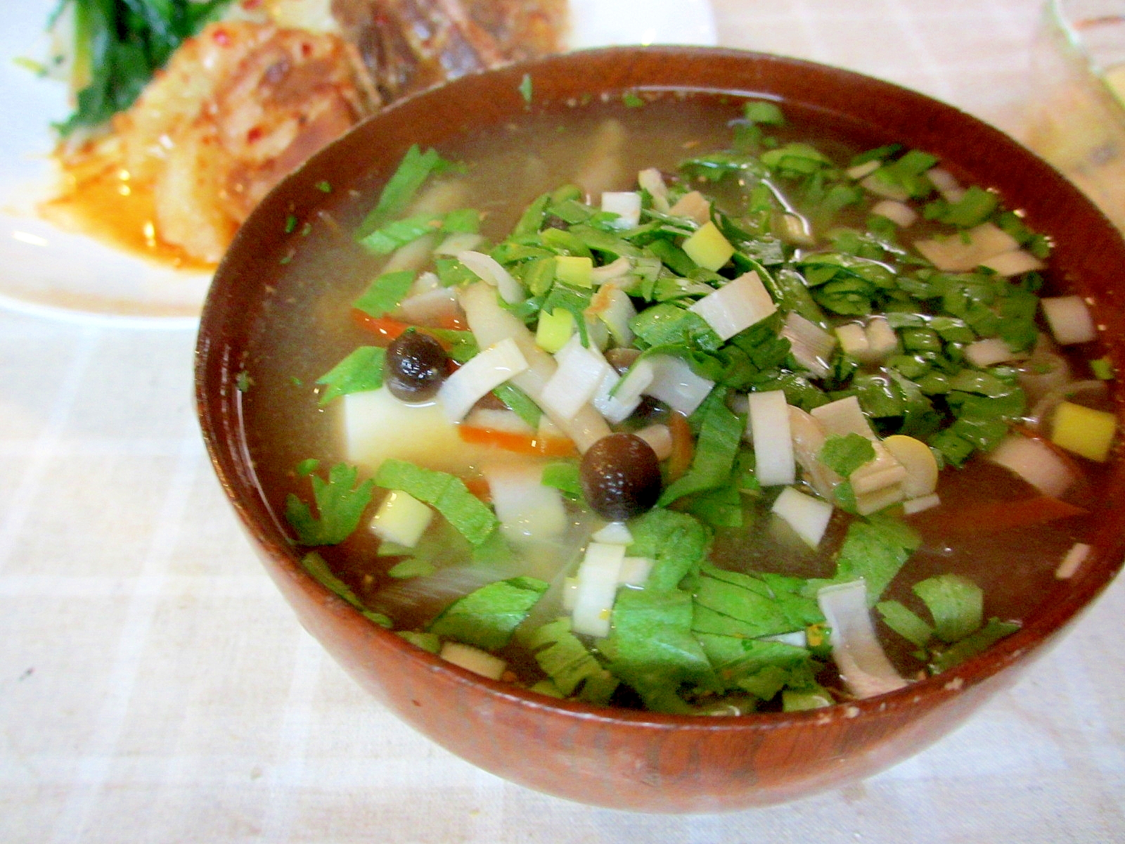 春菊と豆腐の味噌スープ