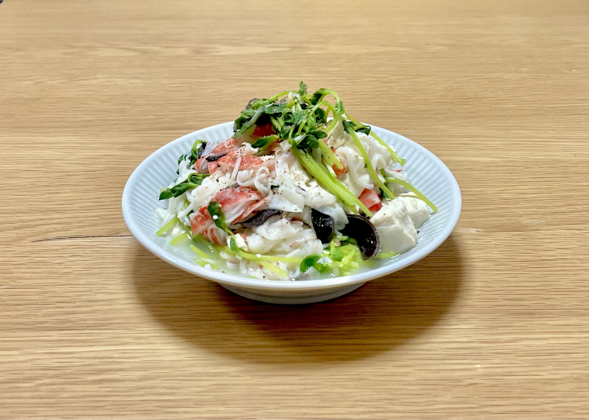 ゆる四毒抜き◆豆苗とかにかま、豆腐の旨煮