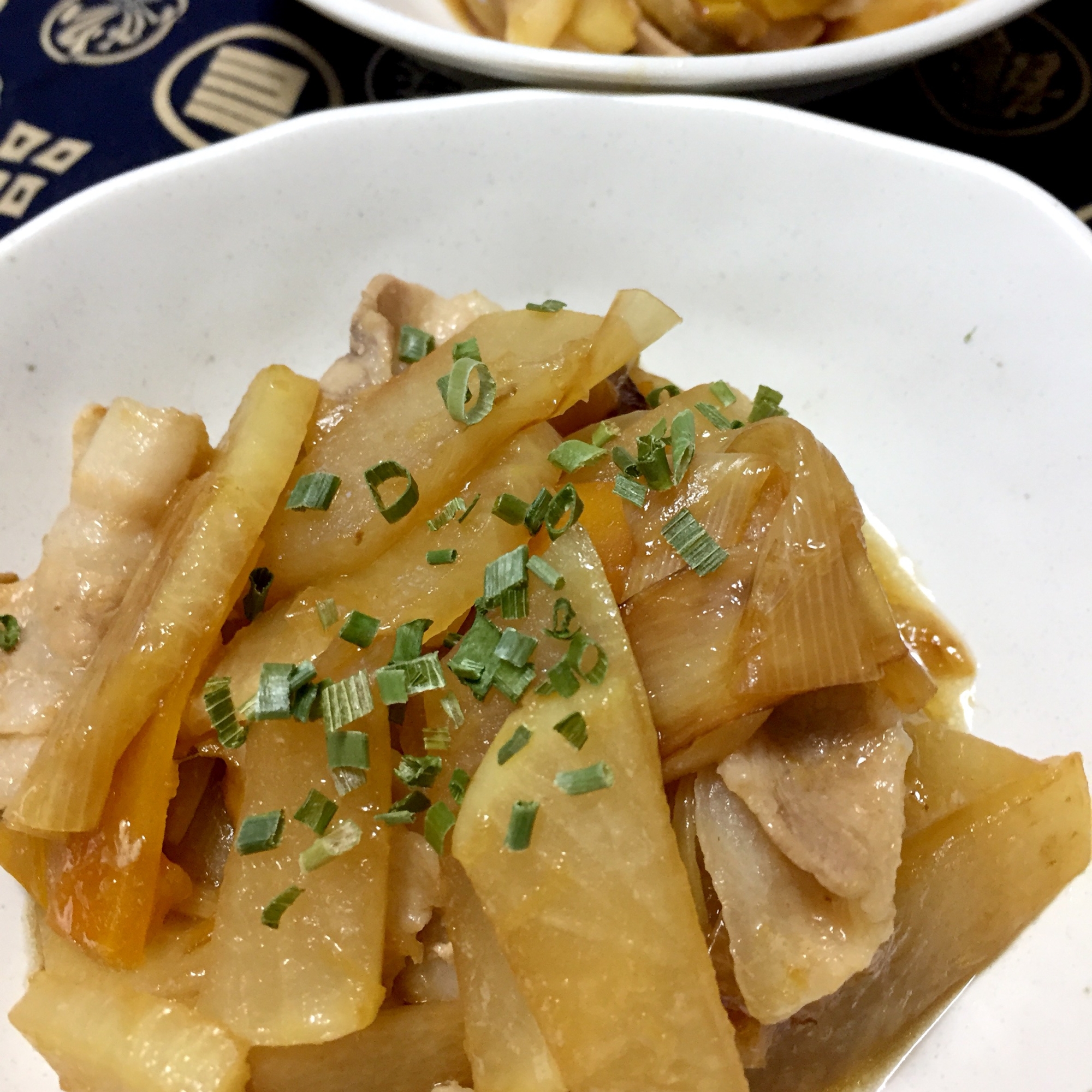 焼きねぎ&大根と豚バラ肉の炒め煮