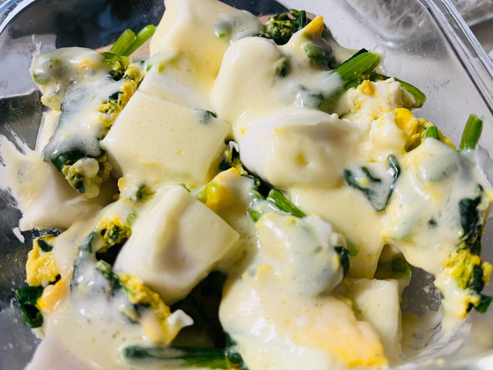 電子レンジで·͜· ᕷほうれん草とはんぺん卵