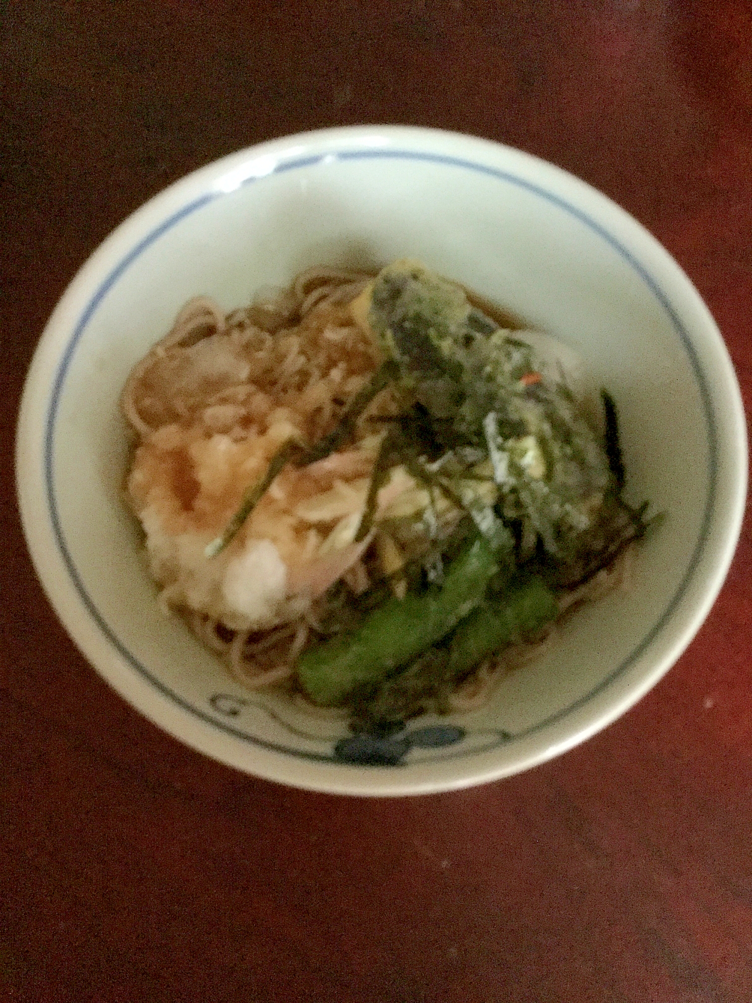 茄子とシシトウのおろし天蕎麦！