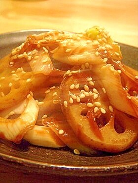 しゃきしゃき♪レンコンとねぎの味噌きんぴら レシピ・作り方 by