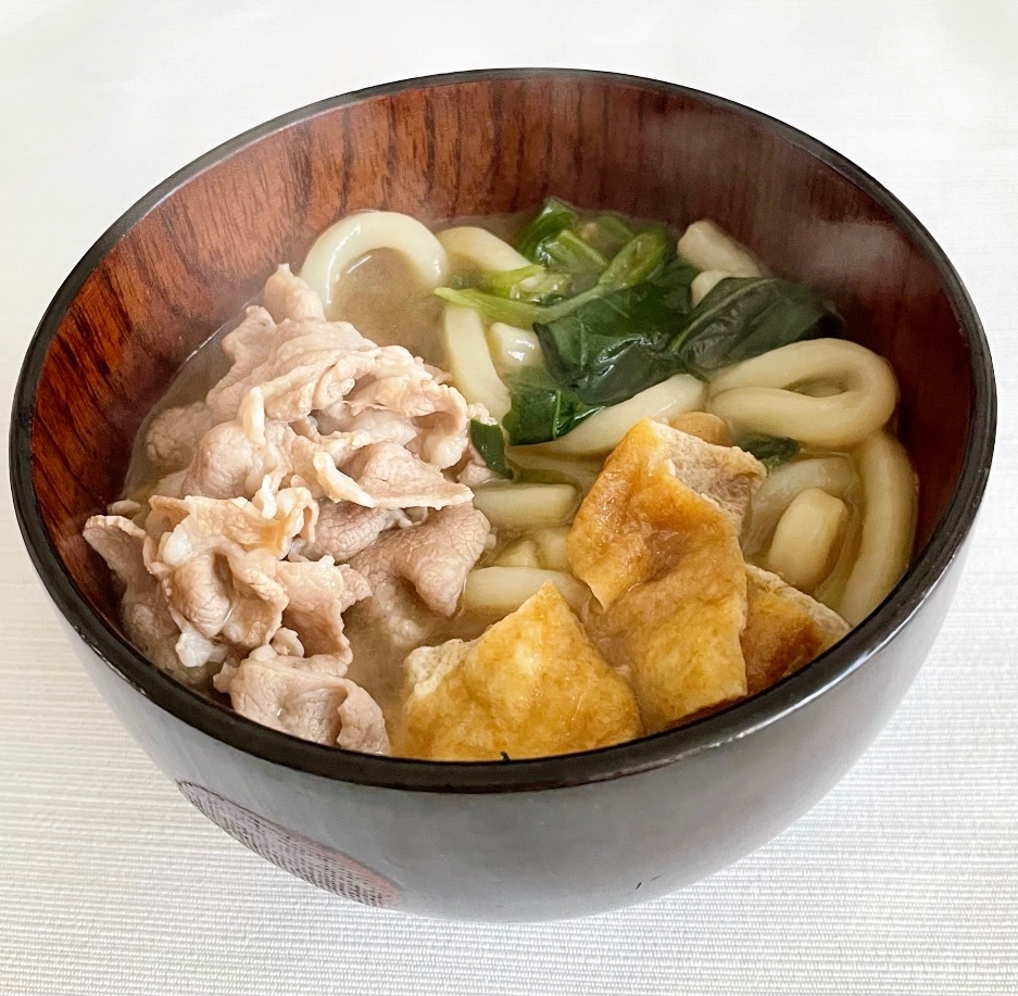 ほうれん草と油揚げの肉うどん