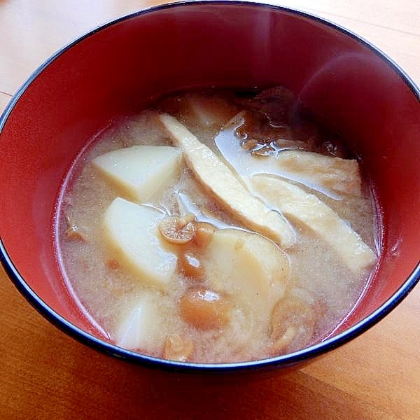 ５分！ふかしジャガ芋で時短❤ナメコたっぷり味噌汁♪