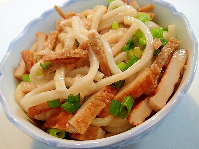 丸天＊あげ＊長芋＊葱の混ぜうどん♬