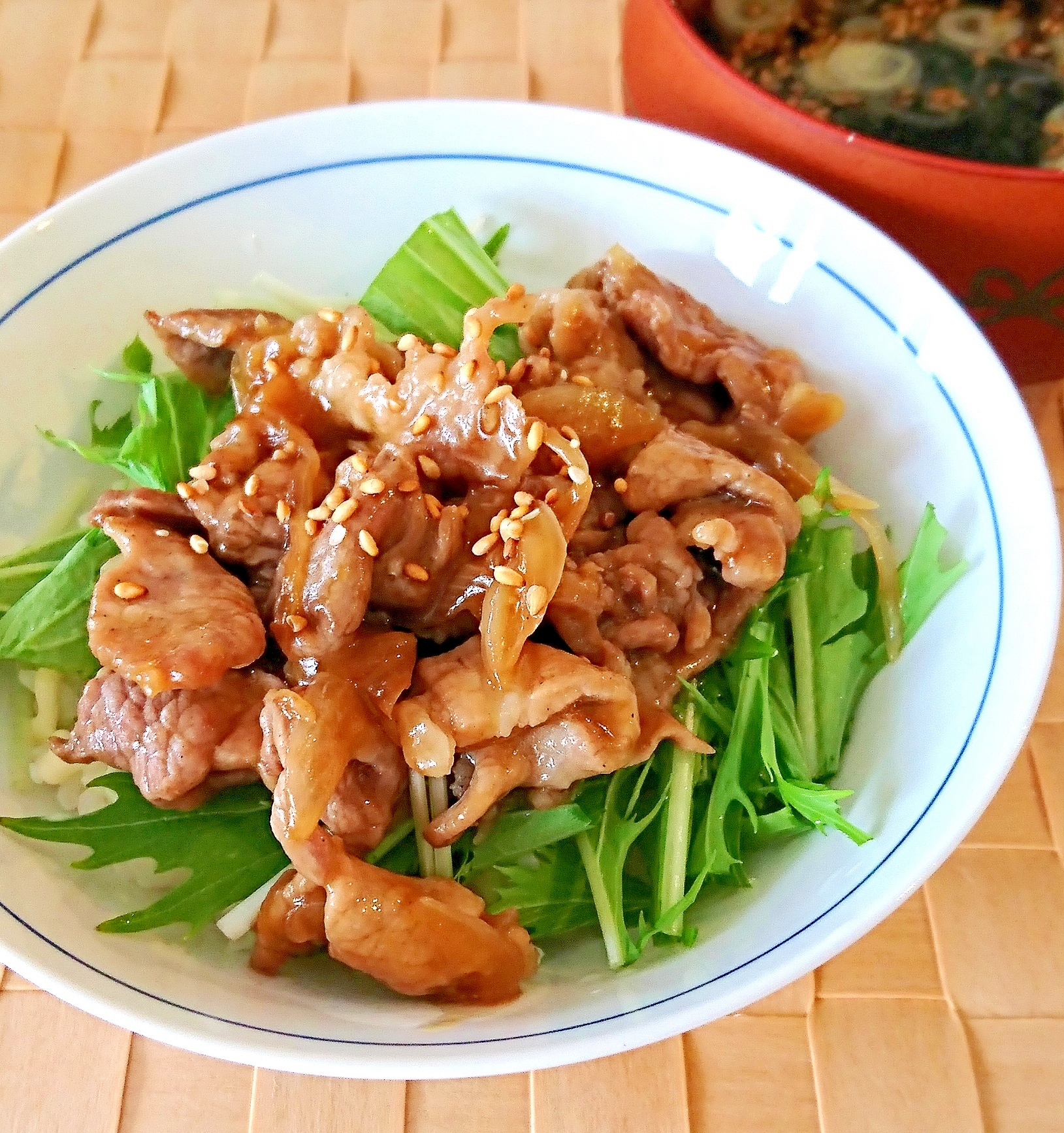 水菜と豚肉炒めの丼 レシピ 作り方 By メリッコ 楽天レシピ