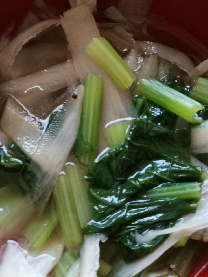 小松菜とごぼうの中華スープ