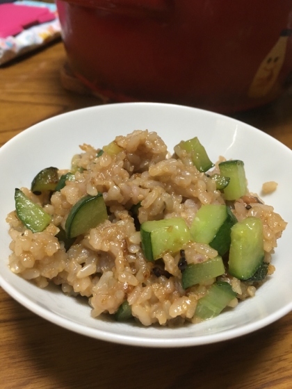 玄米ときゅうりのわさび醤油ごはん炒め