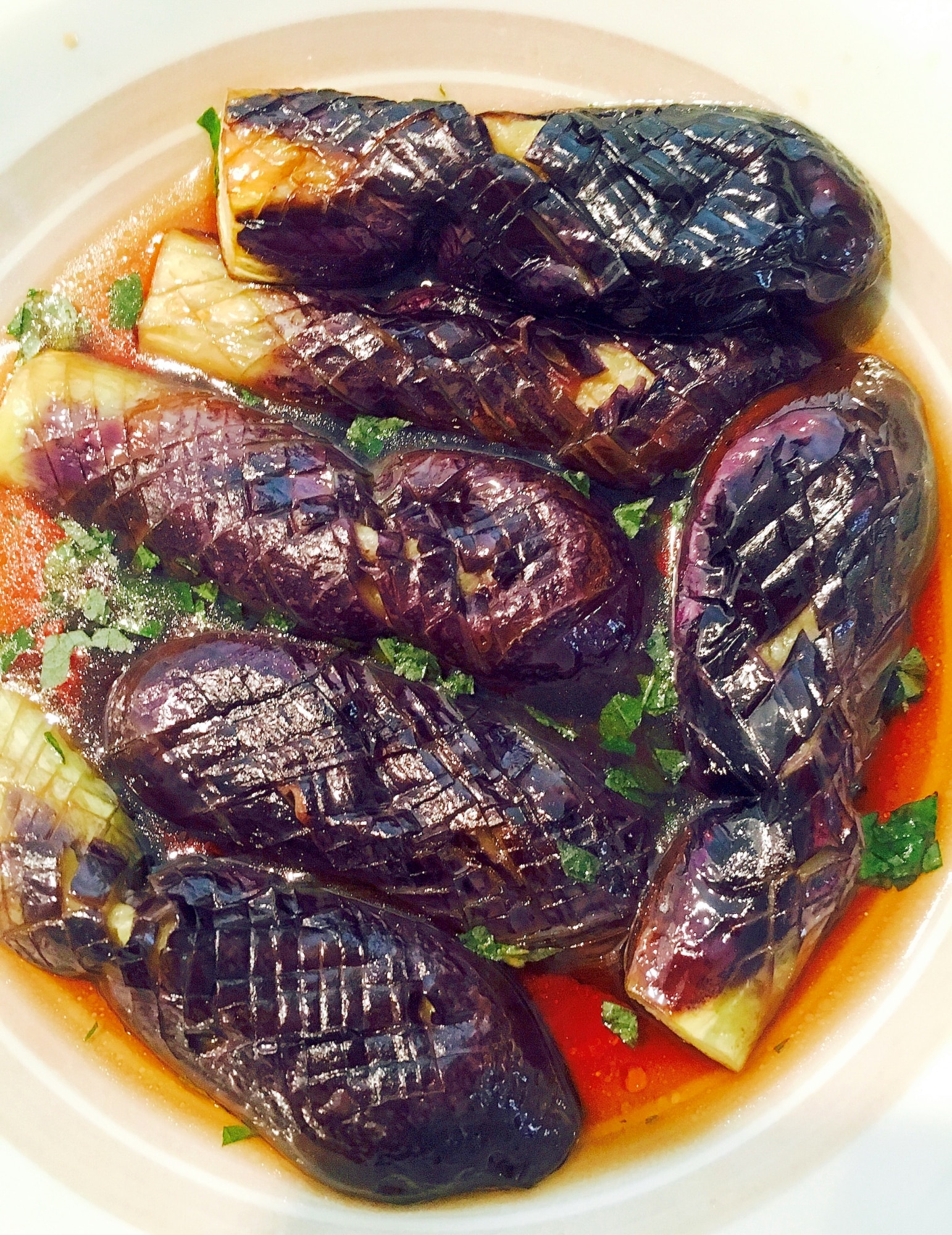 茄子の煮浸し レシピ】フライパンで簡単♬トロトロ茄子の煮浸し♬ - しにゃ