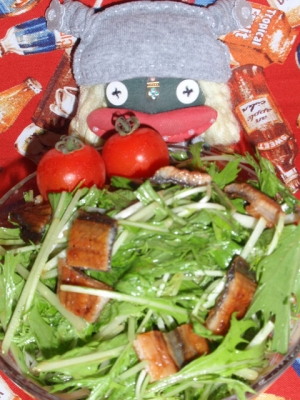 鰻と水菜のサラダ