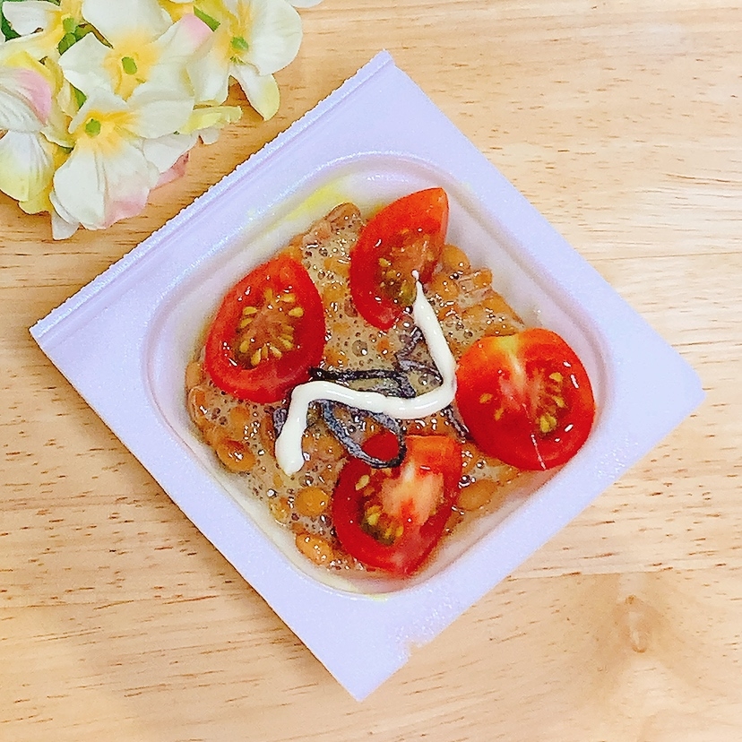 トマト塩昆布♪マヨ納豆