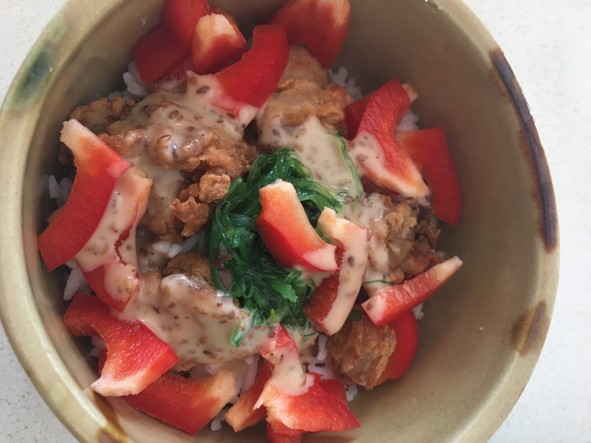 寿司飯で唐揚げ丼