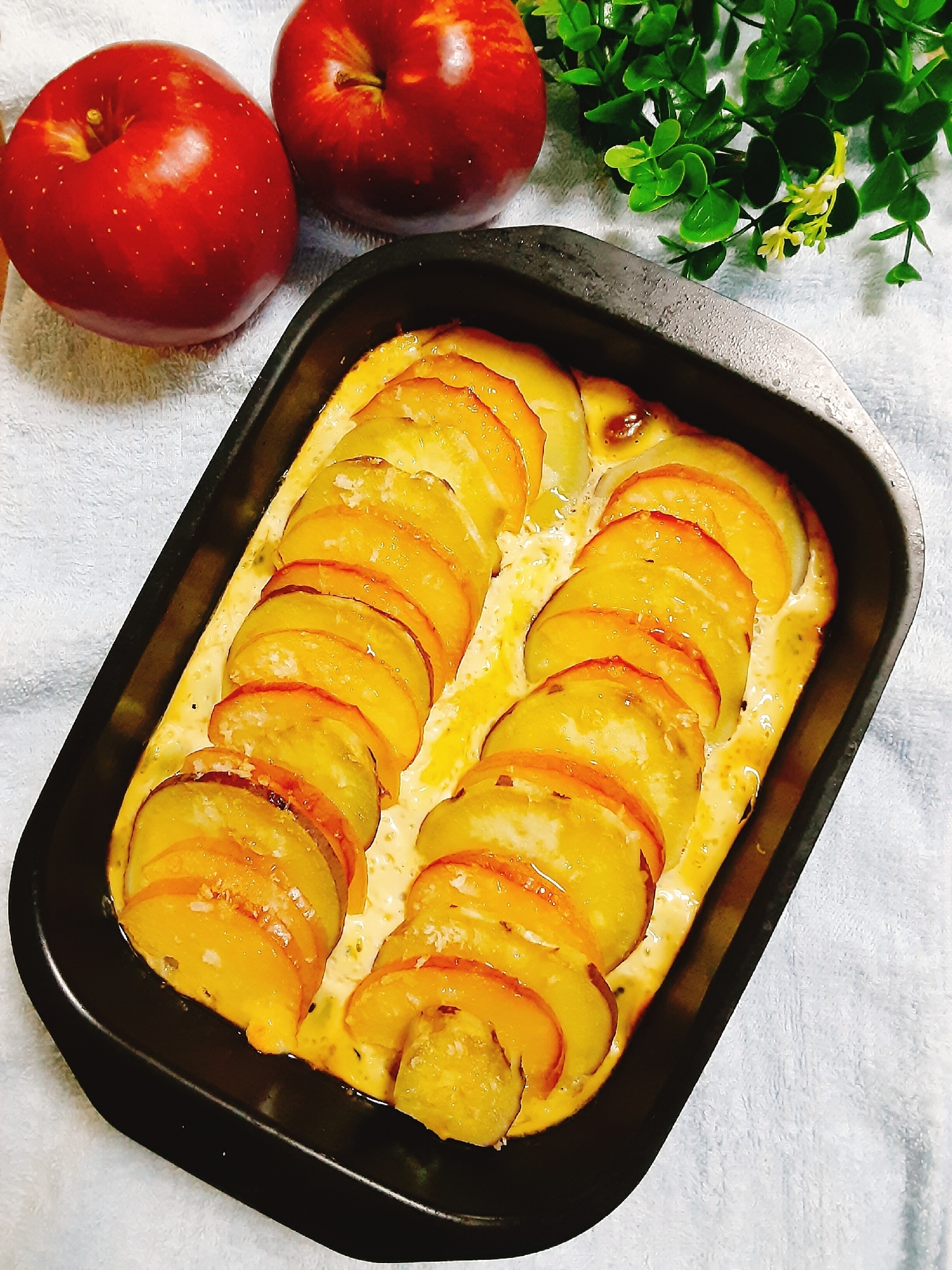グリルで簡単りんごとさつま芋の重ね焼きプリン レシピ 作り方 By みち 楽天レシピ