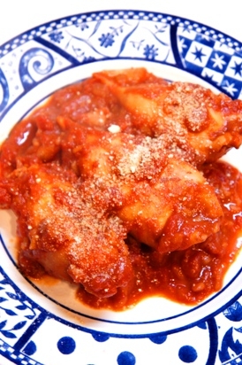 トマトたっぷり、お箸で食べるイタリアンいか飯
