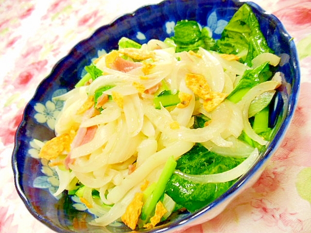 うどん蒟蒻ｄｅ❤ドリトス小松菜のペペロンチーノ風❤