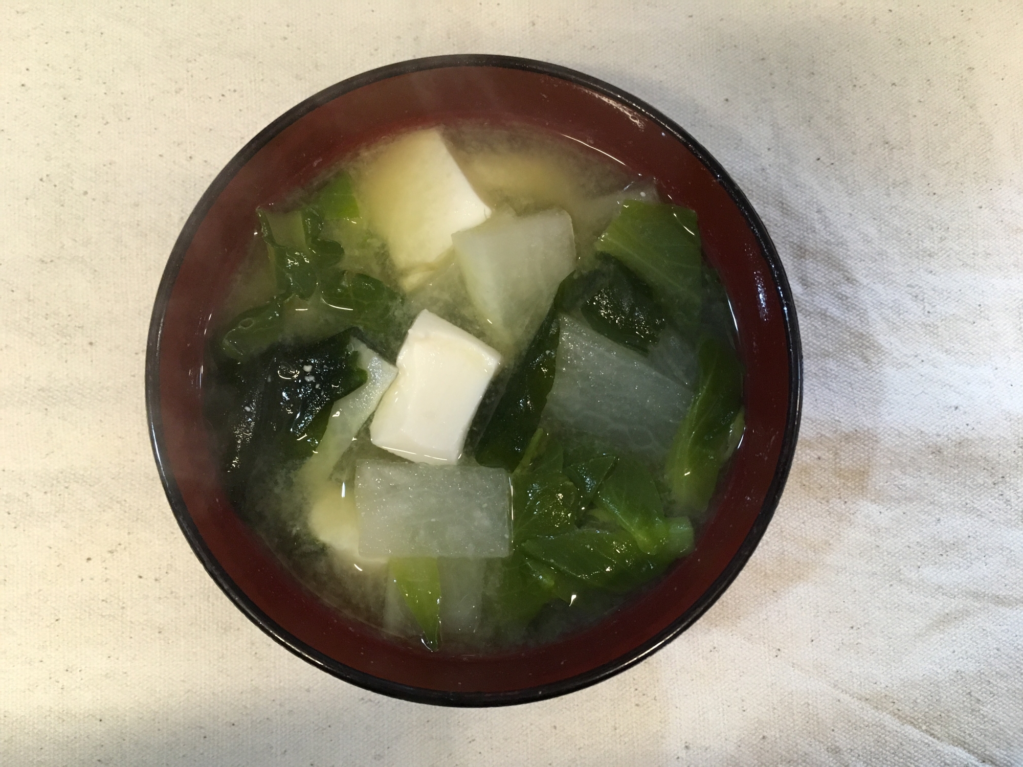 小松菜と大根のお味噌汁