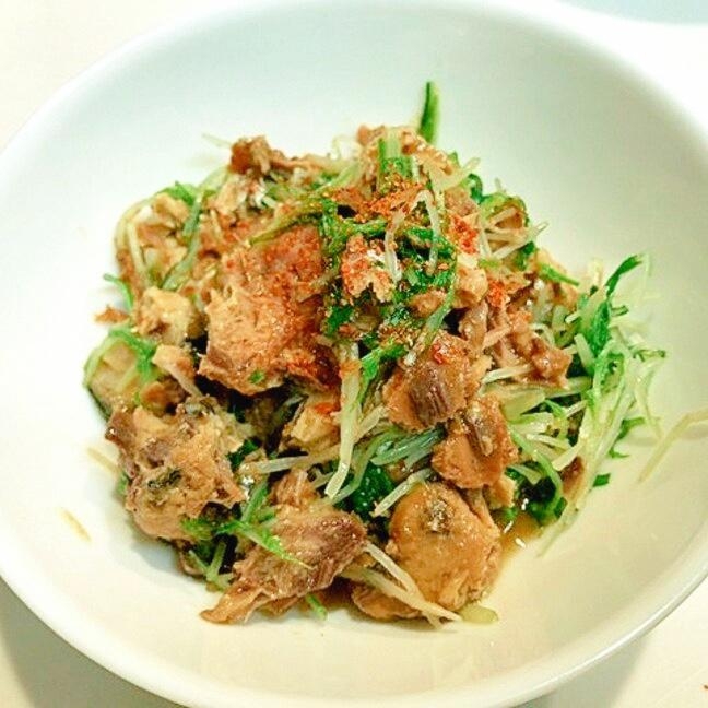 一味でぴり&さっぱり梅しそ☆鯖缶と水菜の簡単和え物