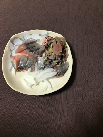 生姜は多めで！イワシたたきの香味野菜和え