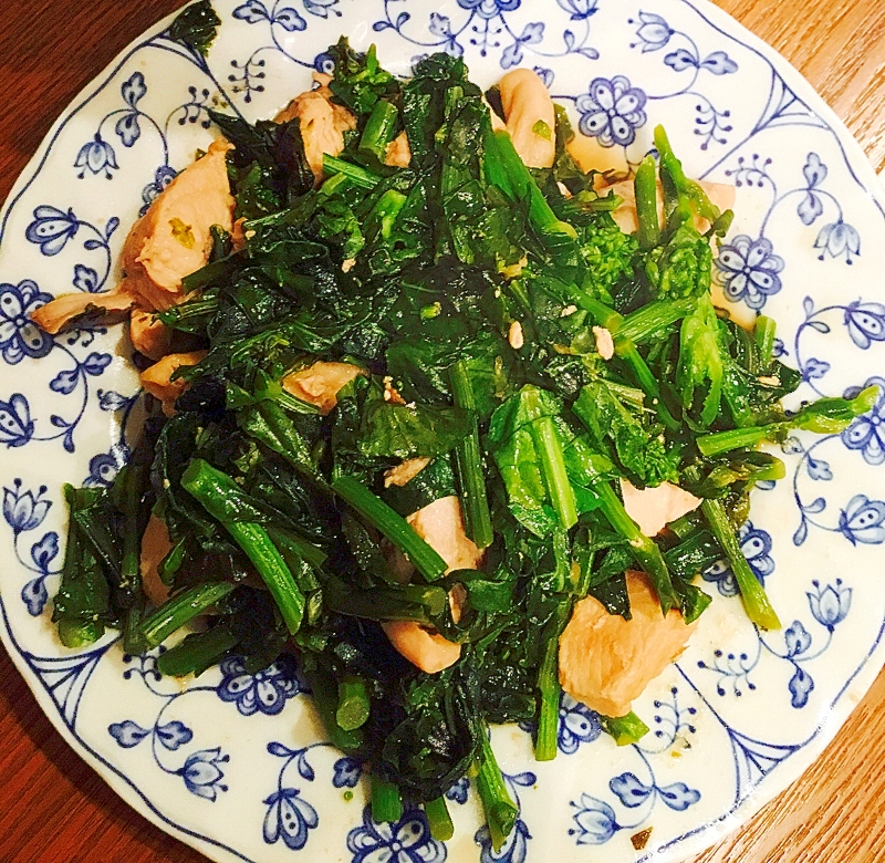 のらぼう菜と胸肉炒め