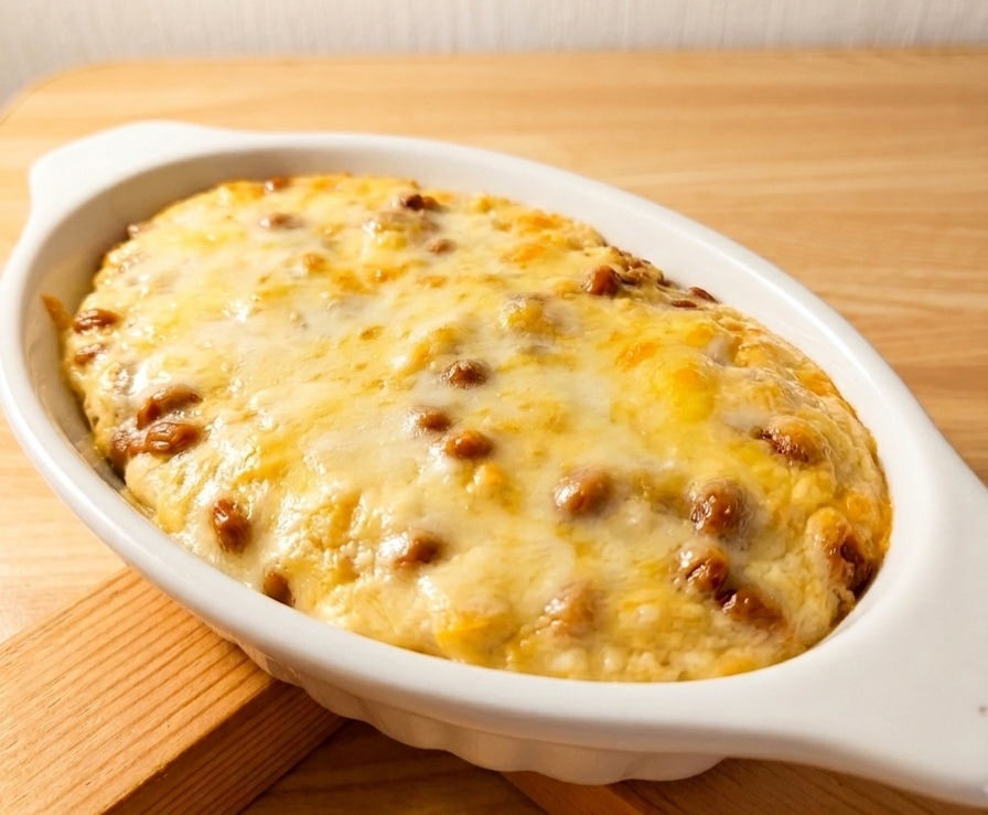 簡単【豆腐と納豆のチーズグラタン風】