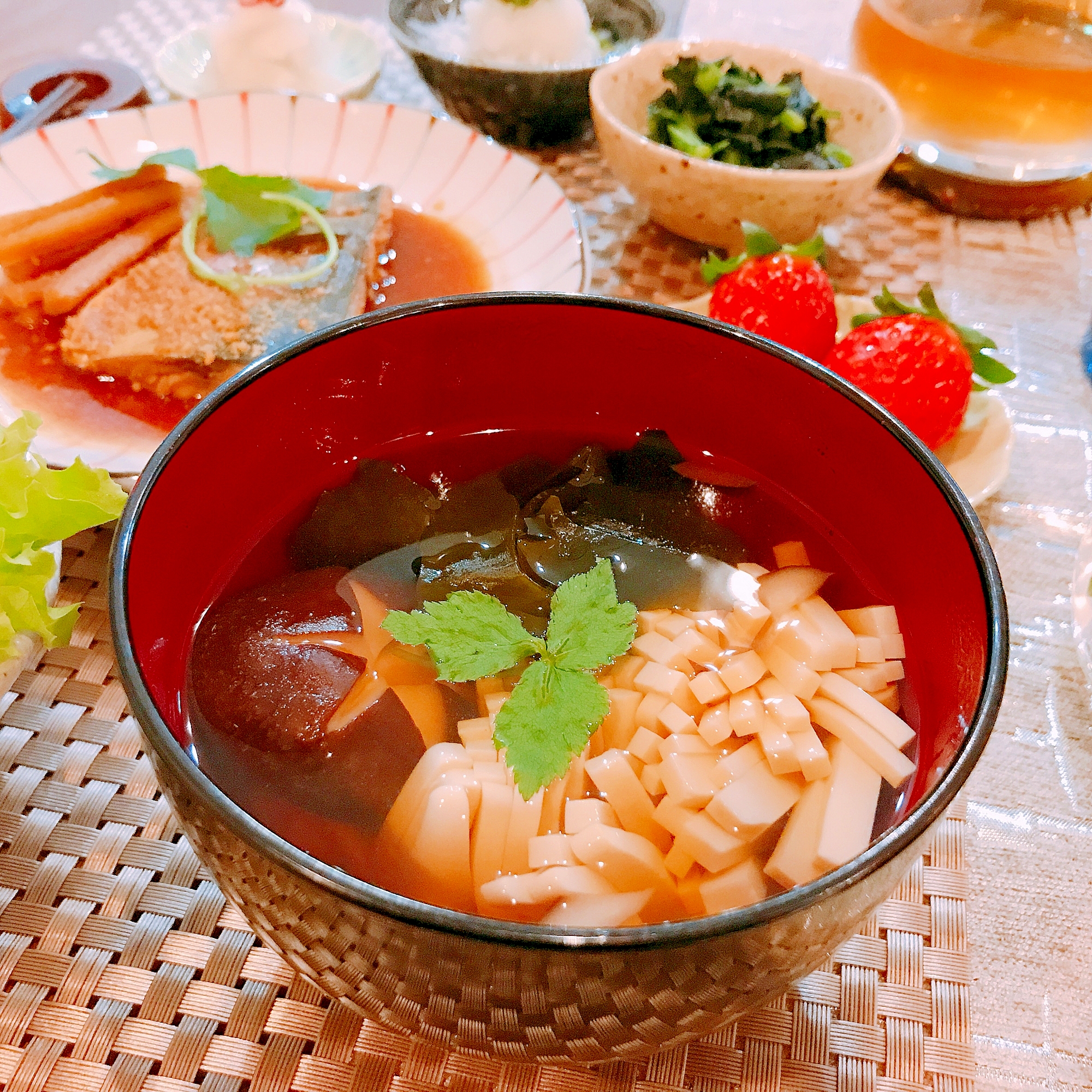 かわいい♡菊花豆腐のお吸い物