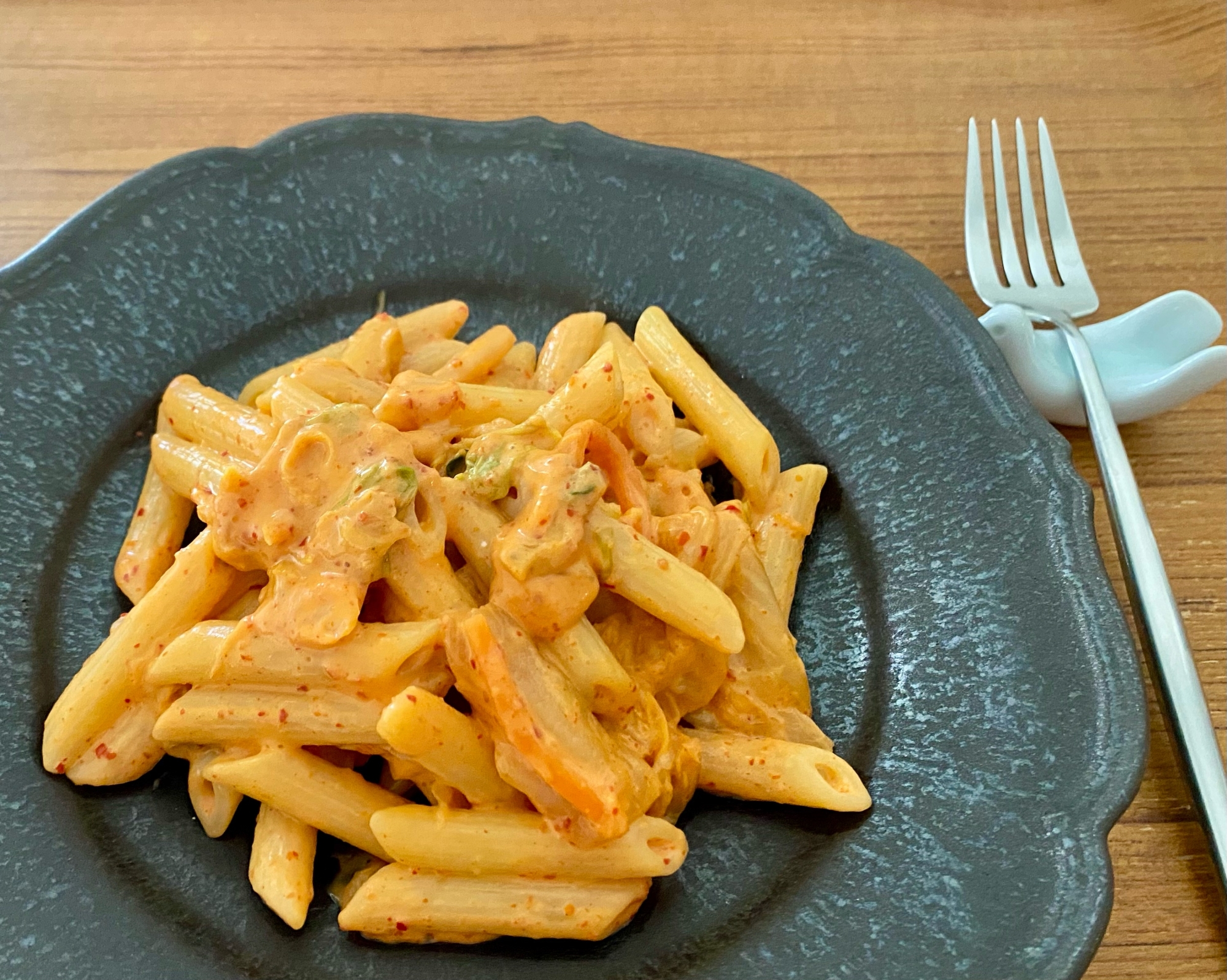 キムチクリームチーズペンネ
