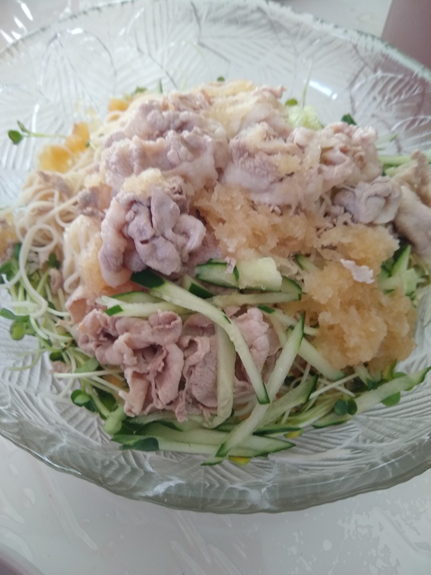 アレンジ素麺 豚しゃぶおろし素麺 レシピ 作り方 By ちよぽん77 楽天レシピ