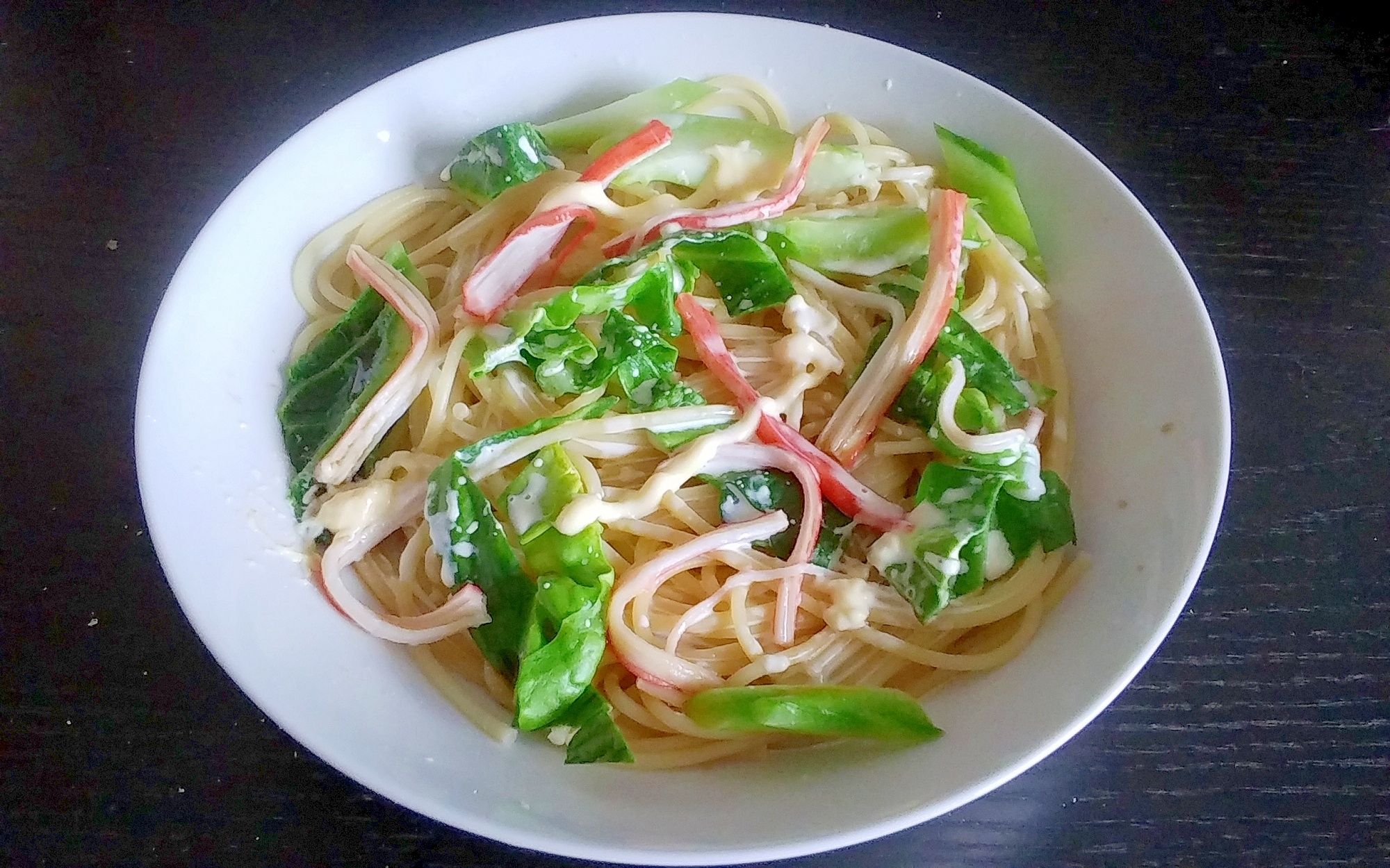 春キャベツとかにかまのスパゲッティー