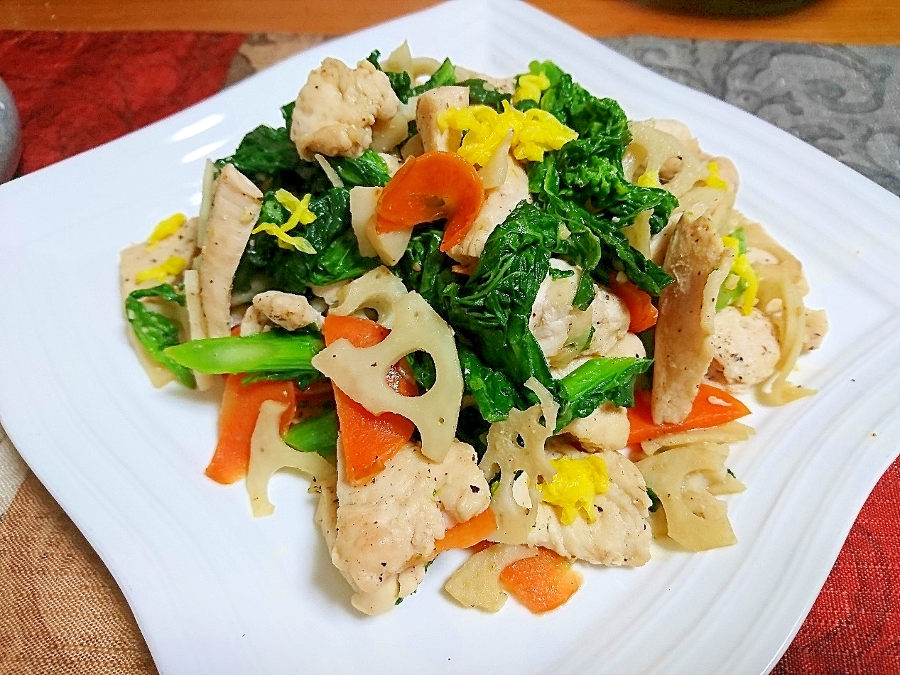 春待ち菜の花と蓮根と鶏肉の炒め物 レシピ 作り方 By ビッグさん 楽天レシピ
