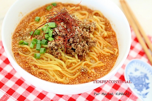 かつおぶしと昆布→だしがらミートで♪担担麺