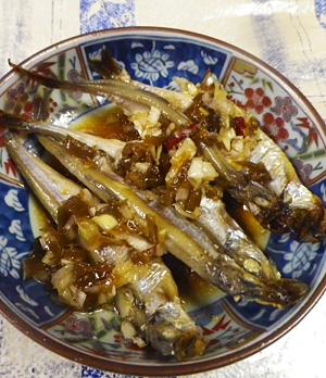 ししゃものピリ辛黒酢ごま油ネギダレ