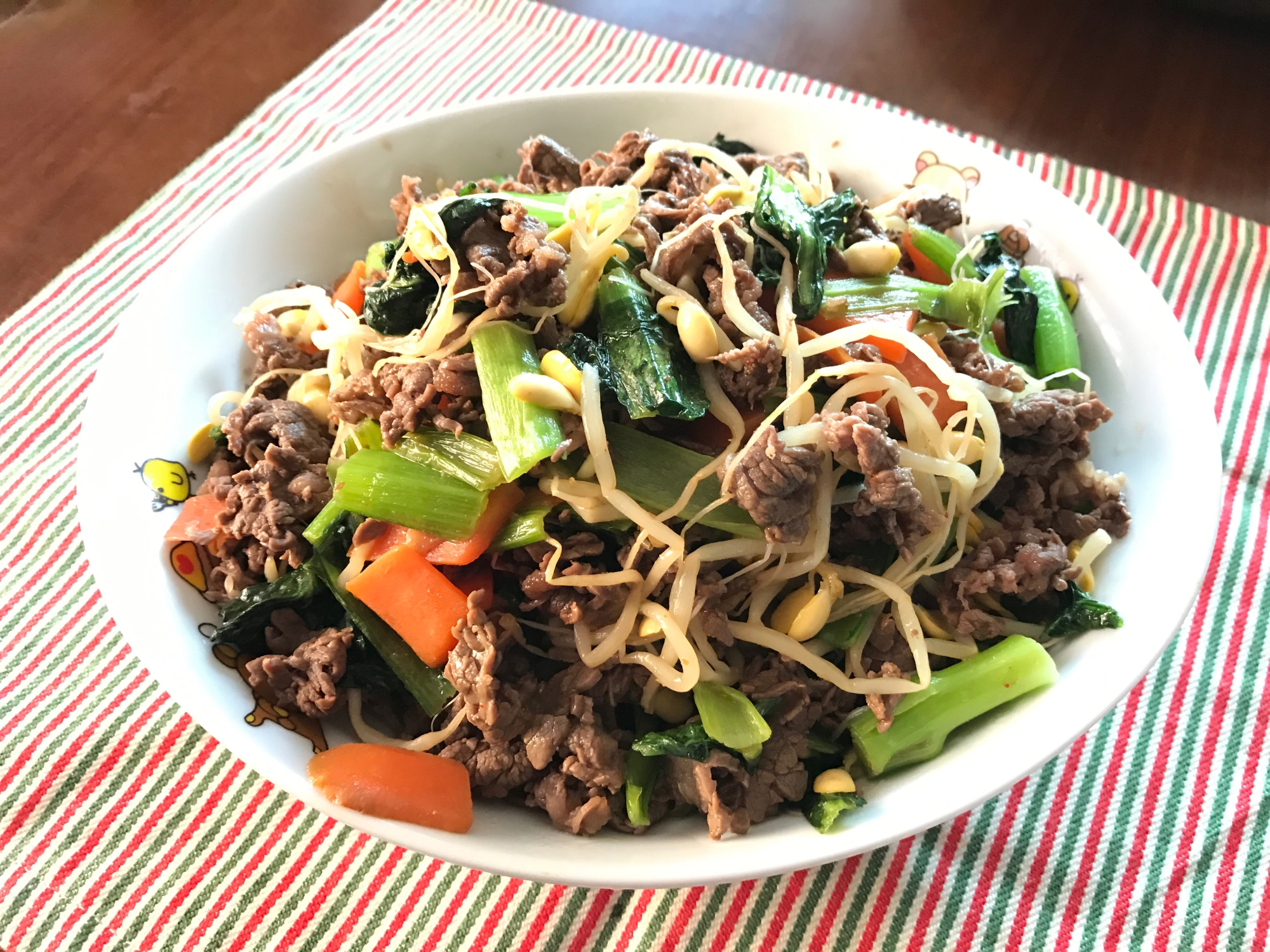 ビビンバ風☆牛肉と野菜の炒めもの