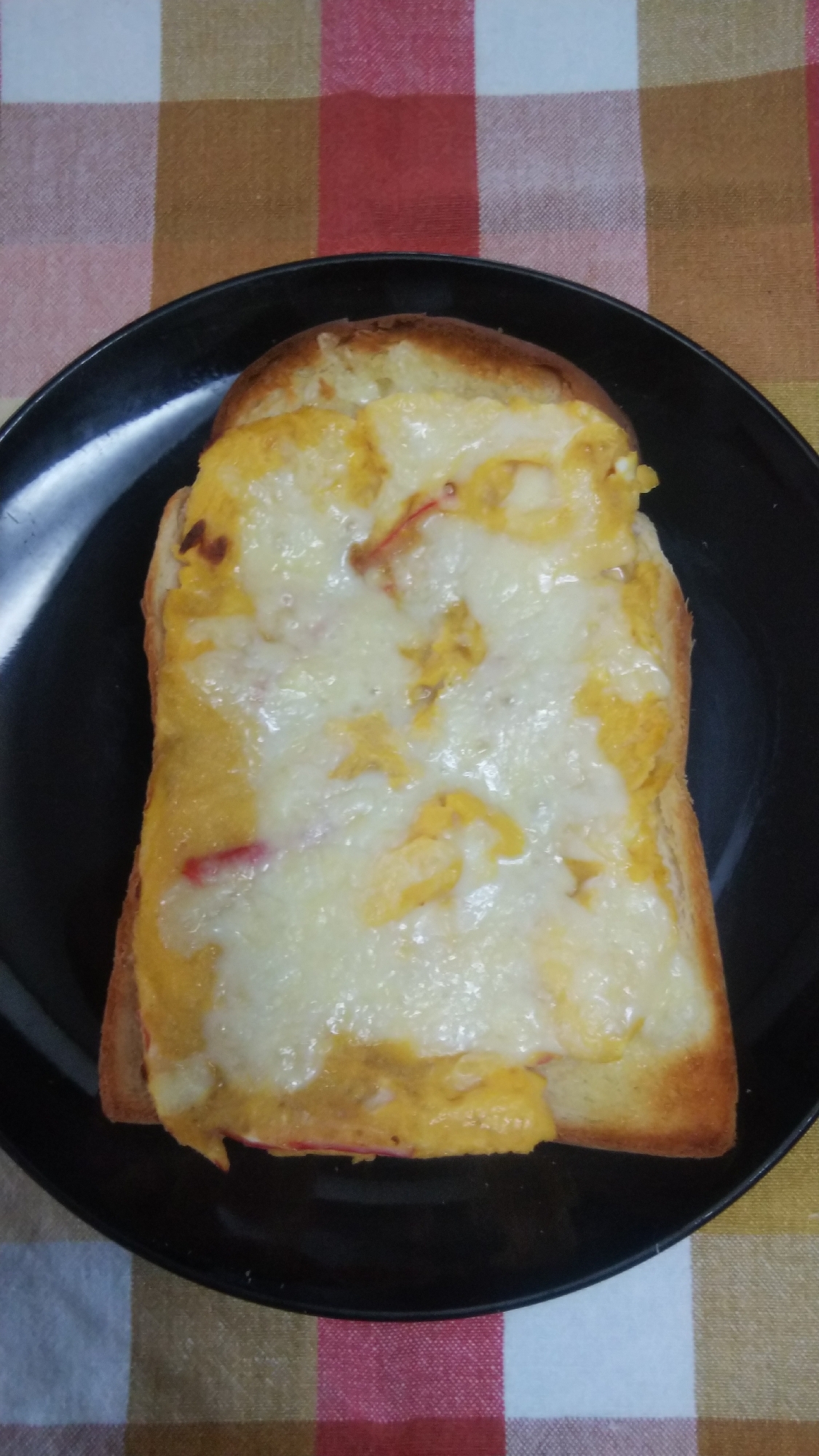 レンジ&トースターで☆カニ(カマ)玉チーズトースト